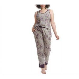 Live Love Lounge Women's Leave Printed 2-Piece Lounge Set Purple Medium NWOT